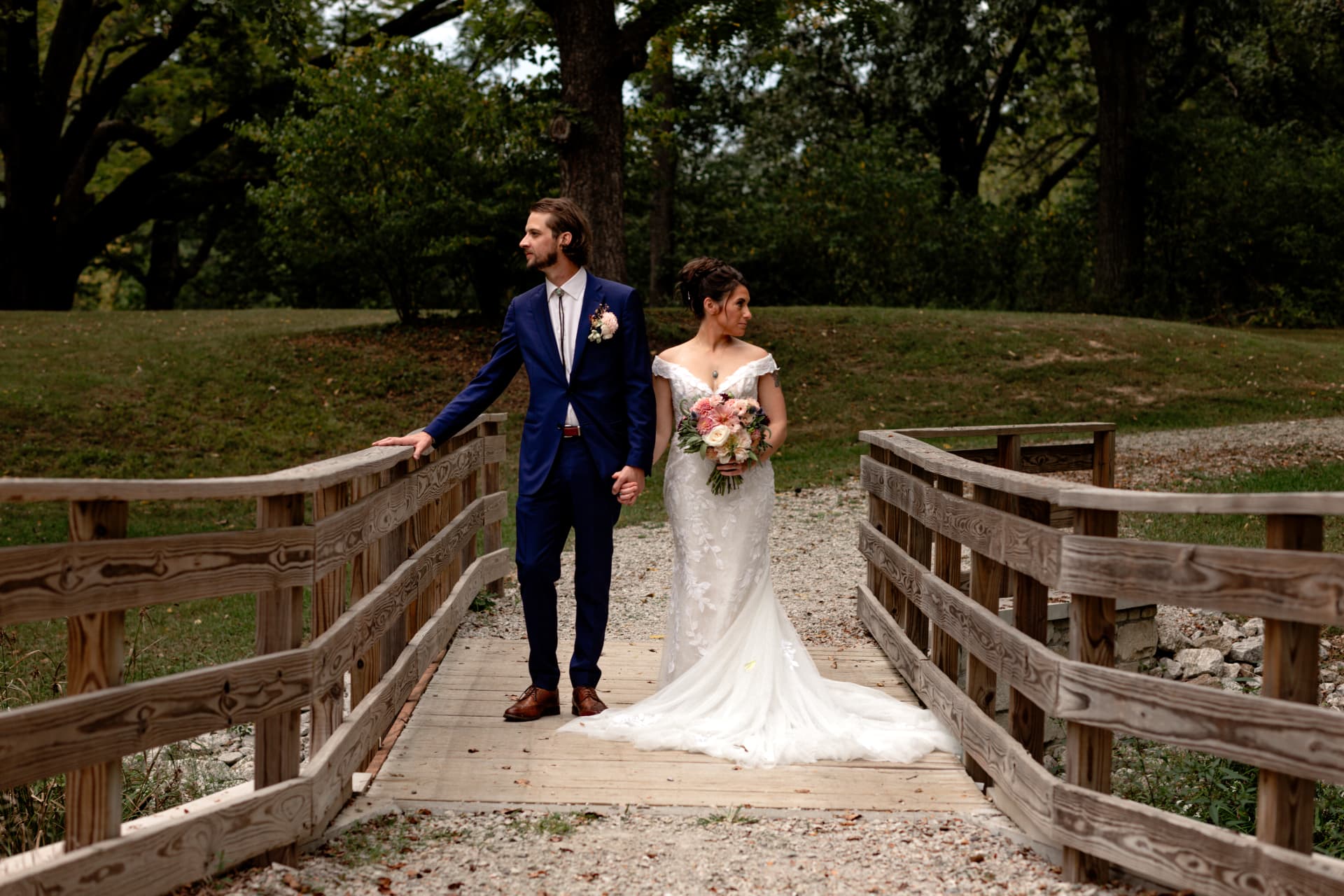 Couple on a wooden bridge